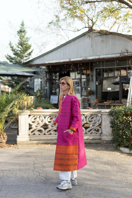 Saree quilted coat