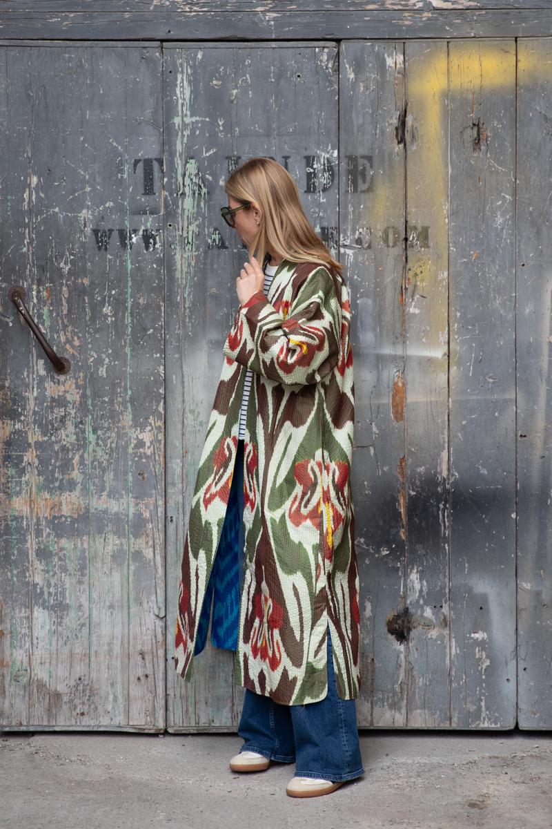 Ikat silk reversible jacket