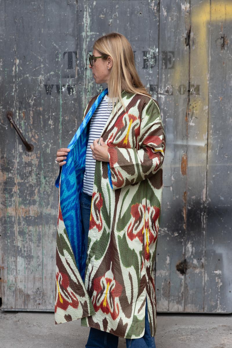 Ikat silk reversible jacket