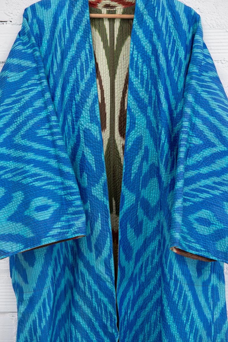 Ikat silk reversible jacket