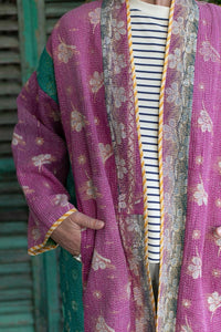 Reversible old kantha Kimono
