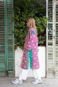 Reversible old kantha Kimono