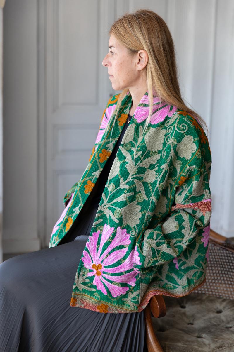 OLD KANTHA JACKET WITH EMBROIDERY