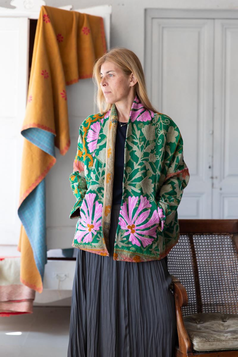 OLD KANTHA JACKET WITH EMBROIDERY