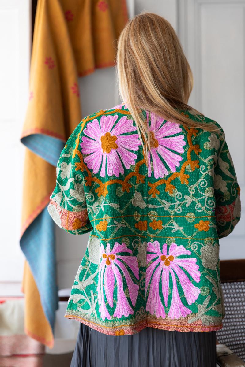 OLD KANTHA JACKET WITH EMBROIDERY