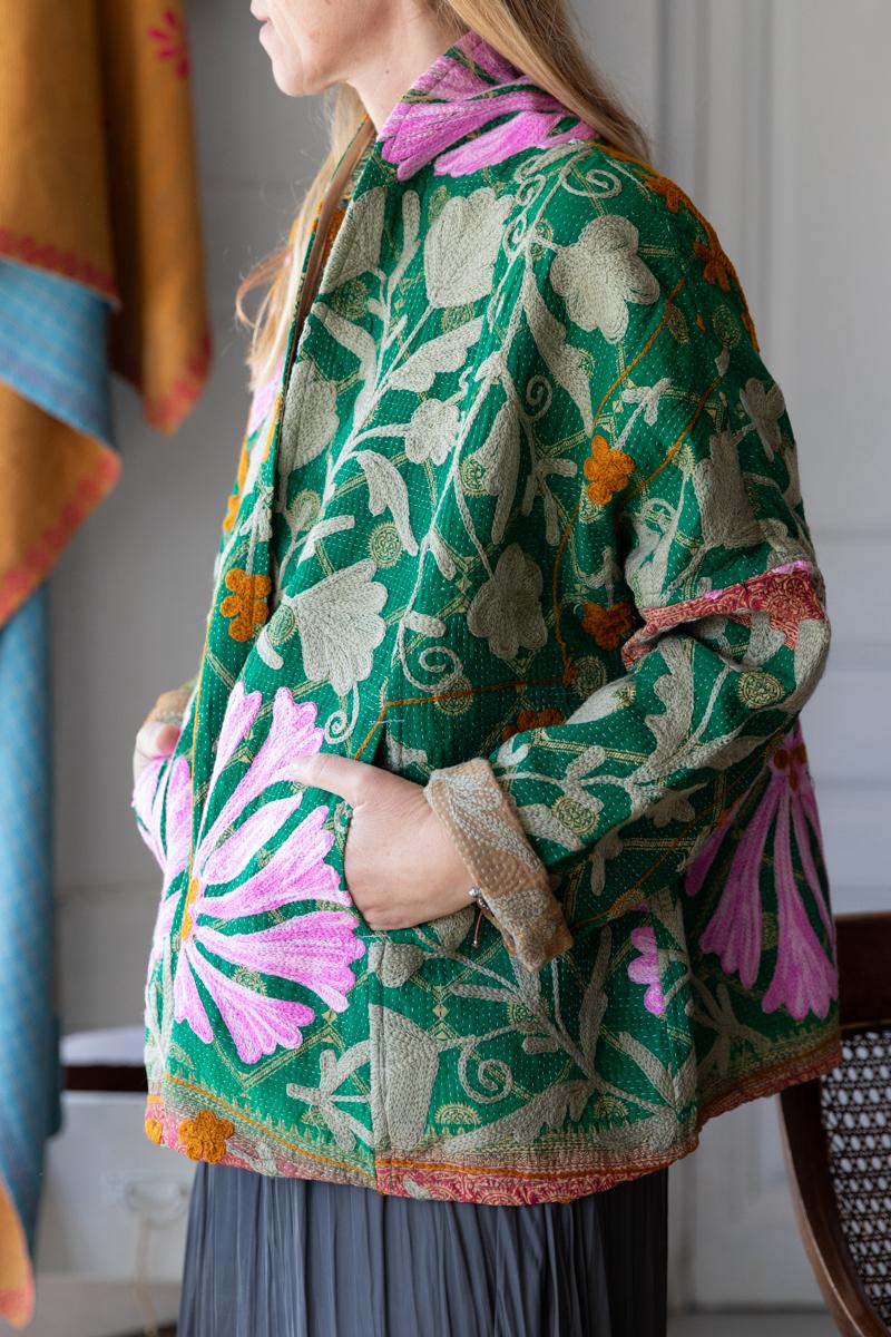 OLD KANTHA JACKET WITH EMBROIDERY