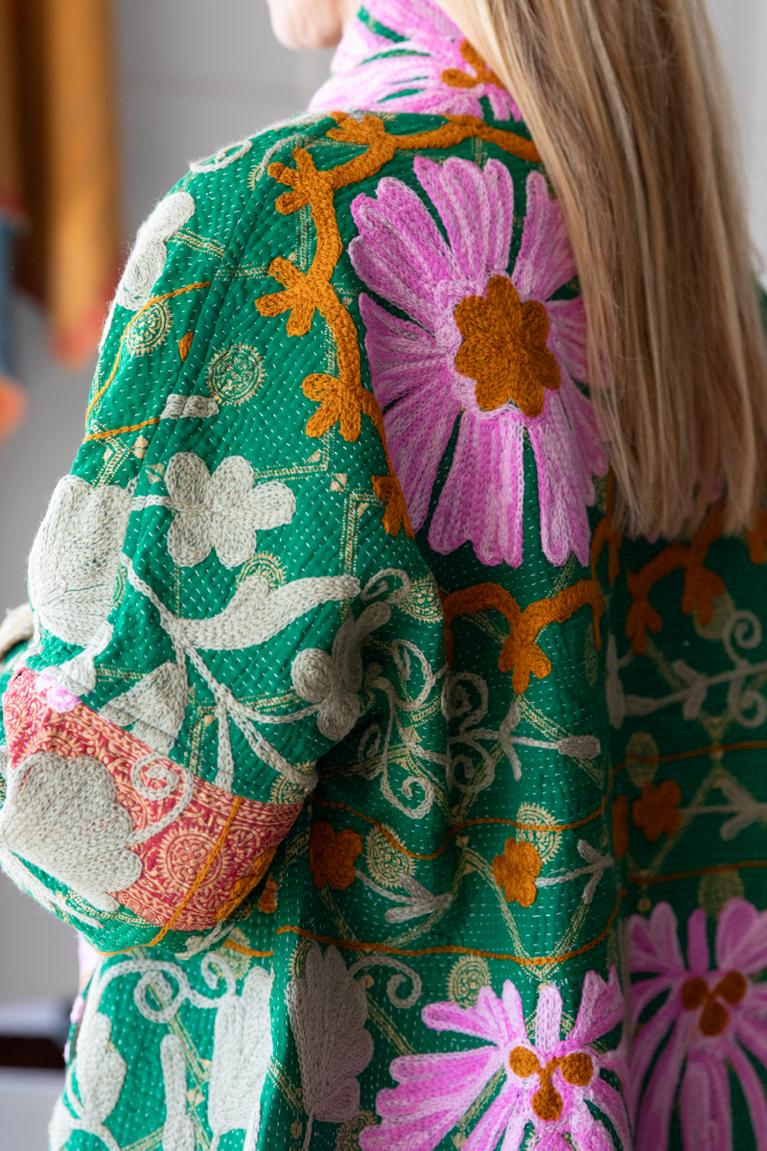 OLD KANTHA JACKET WITH EMBROIDERY