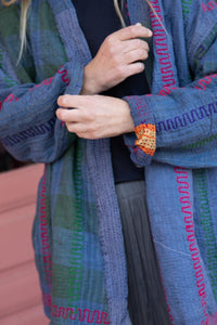 Reversible embroidered old kantha kimono