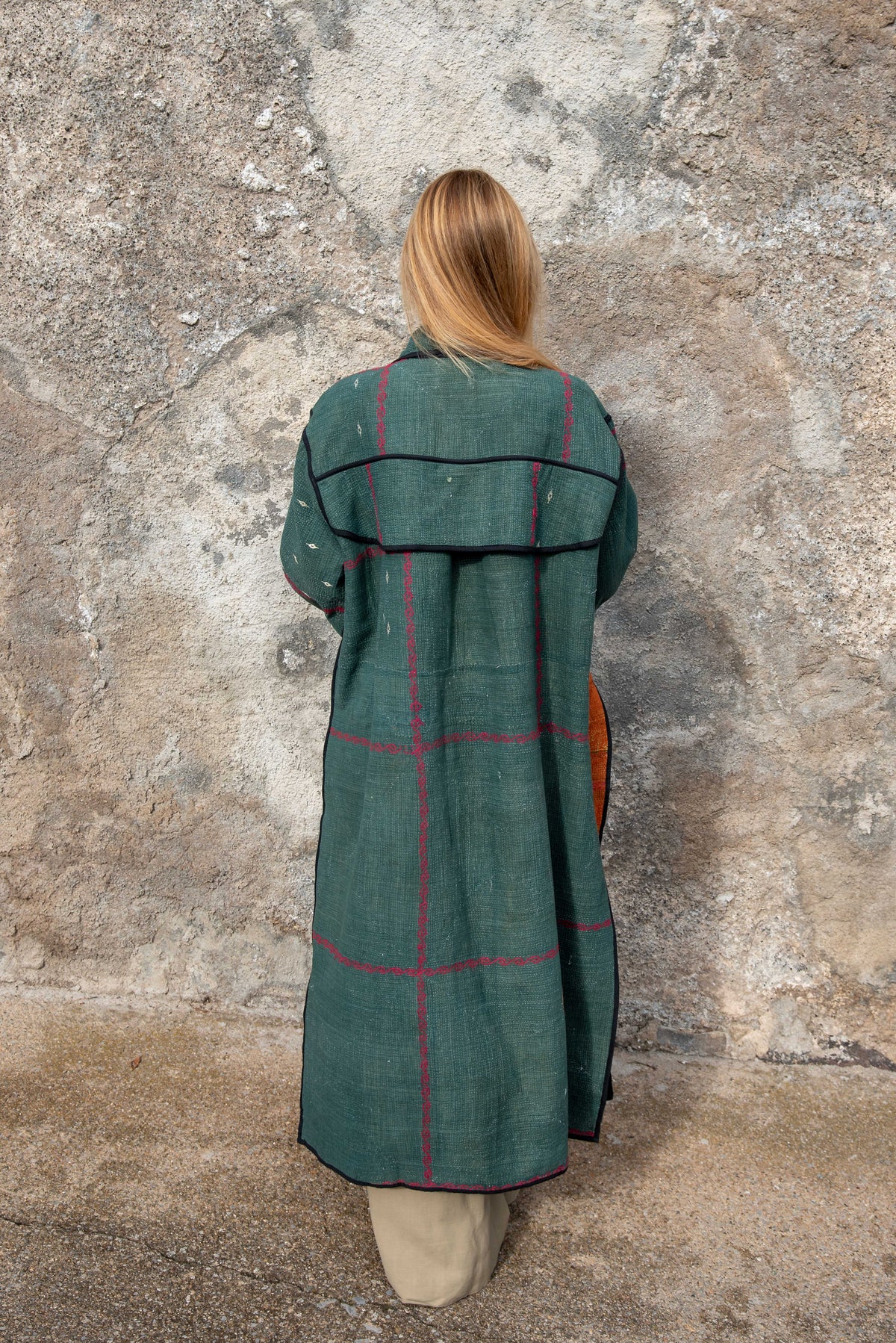 Old Kantha Trench Coat