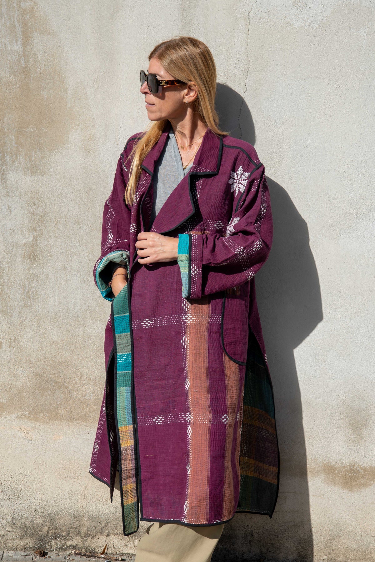 Old Kantha Trench Coat