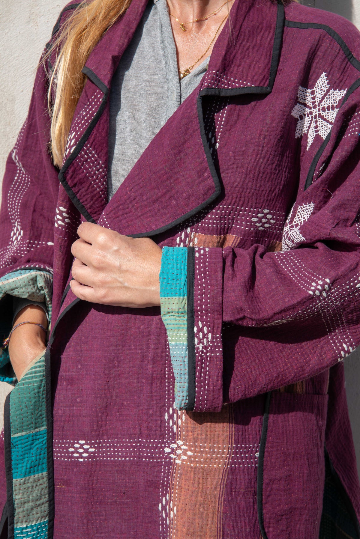 Old Kantha Trench Coat