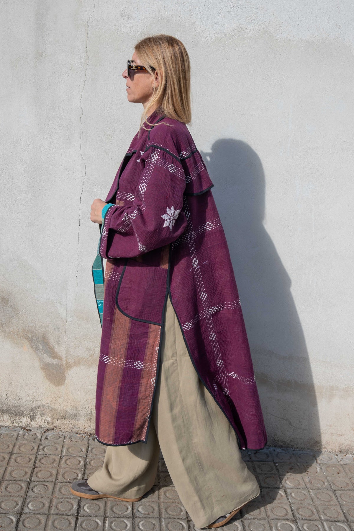 Old Kantha Trench Coat