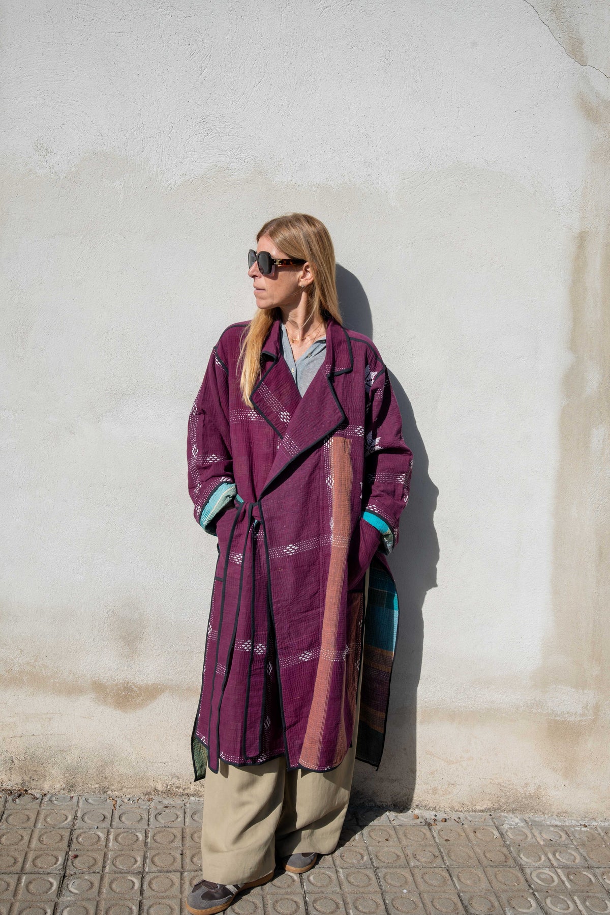 Old Kantha Trench Coat