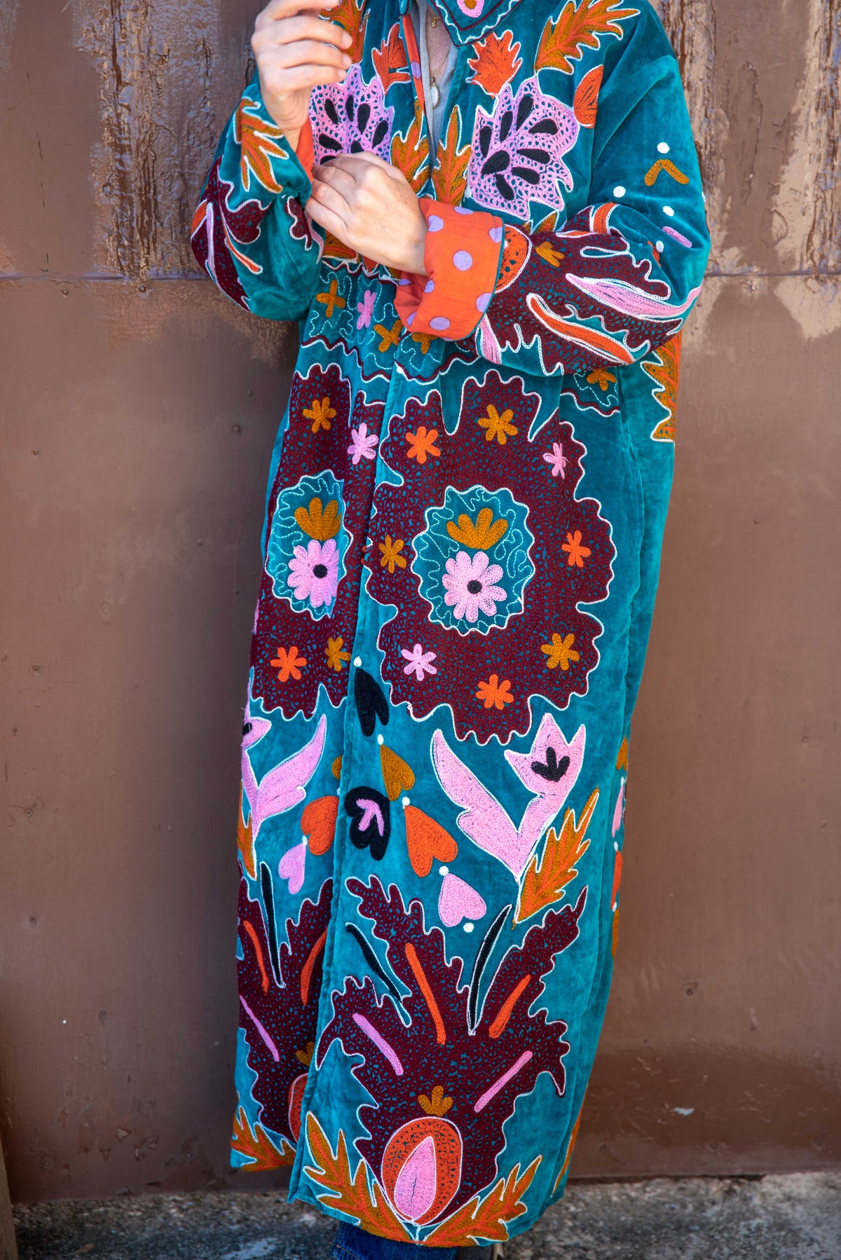 Velvet Embroidery Long Jacket