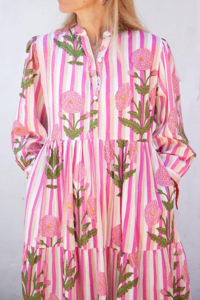 Loretta Stripes Pink Dress