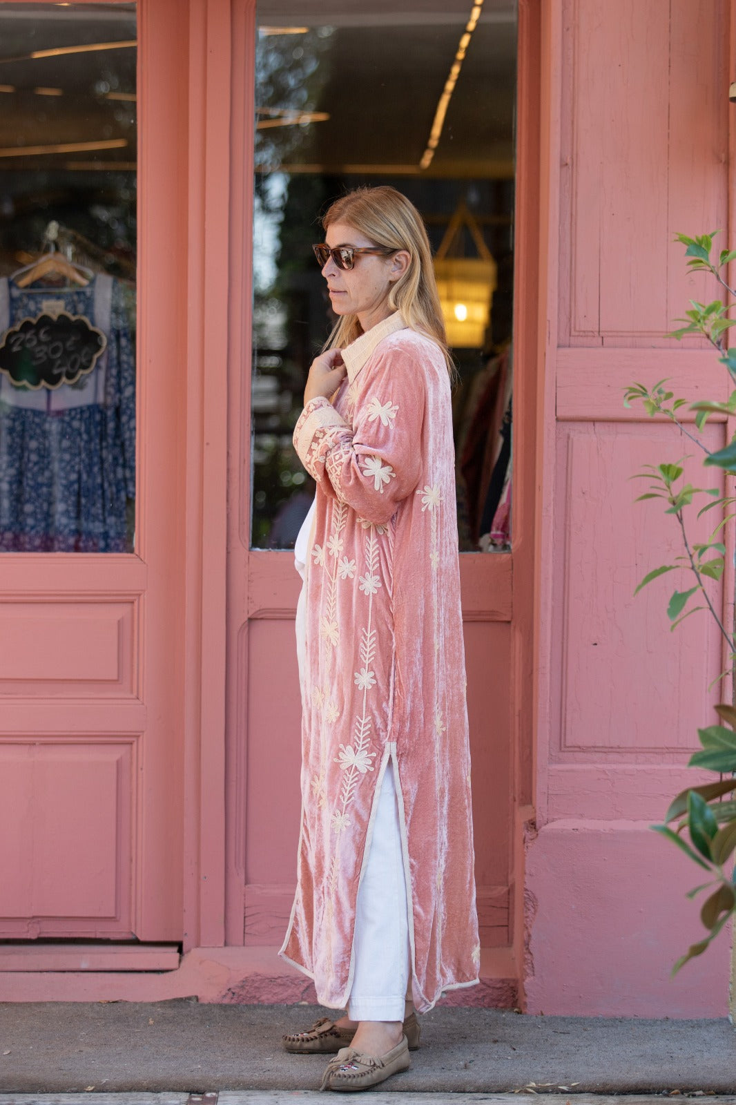 Silk velvet embroidered kimono