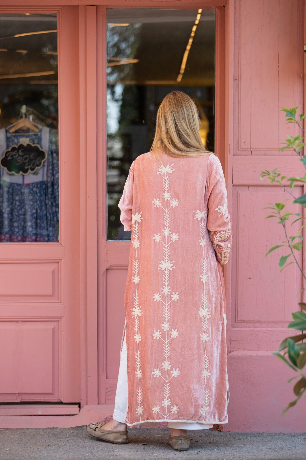 Silk velvet embroidered kimono