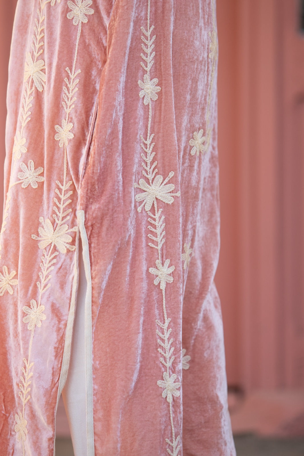 Silk velvet embroidered kimono