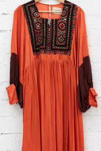 Juliana Orange & Brown Dress