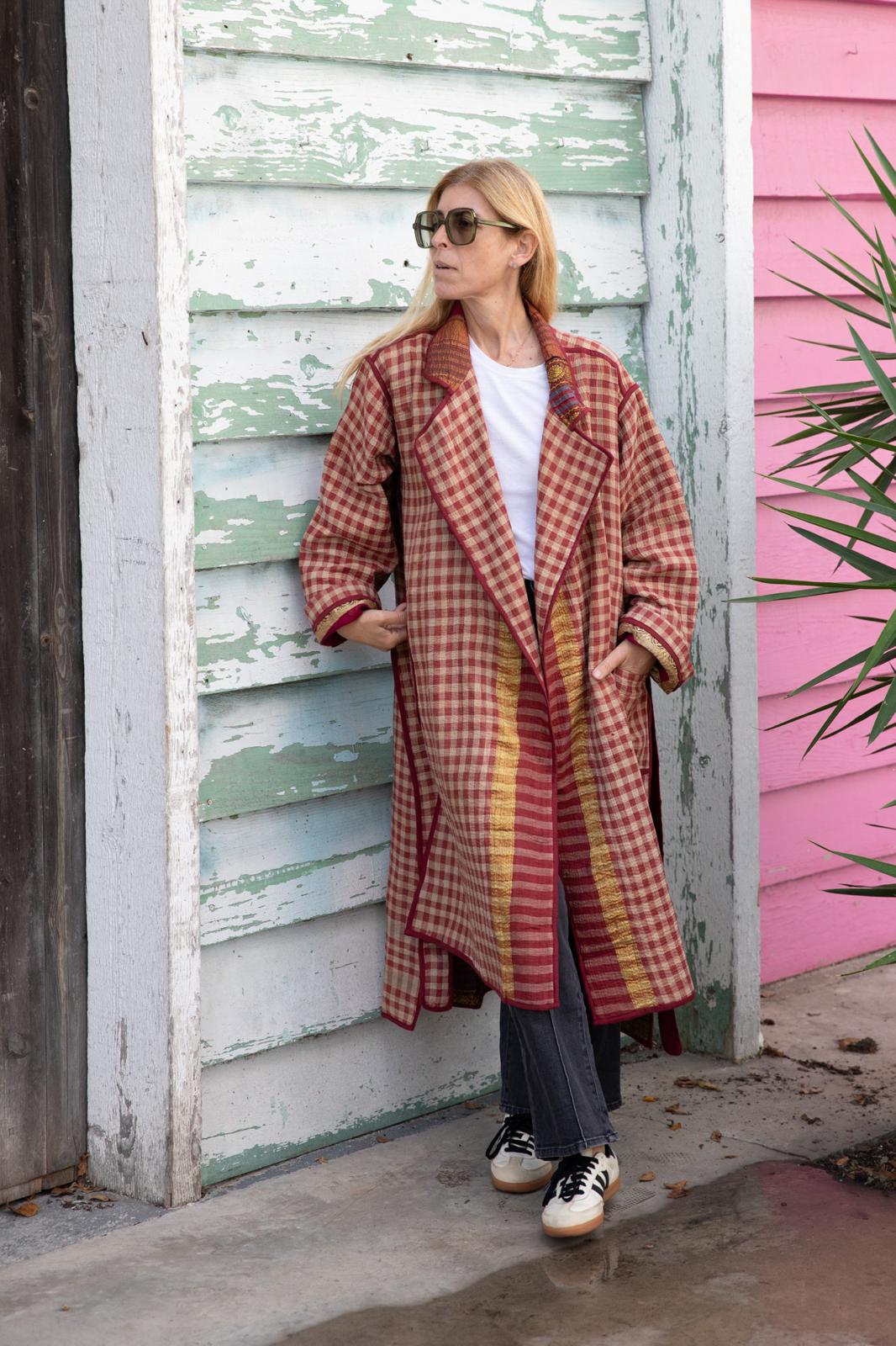Old Kantha Trench Coat