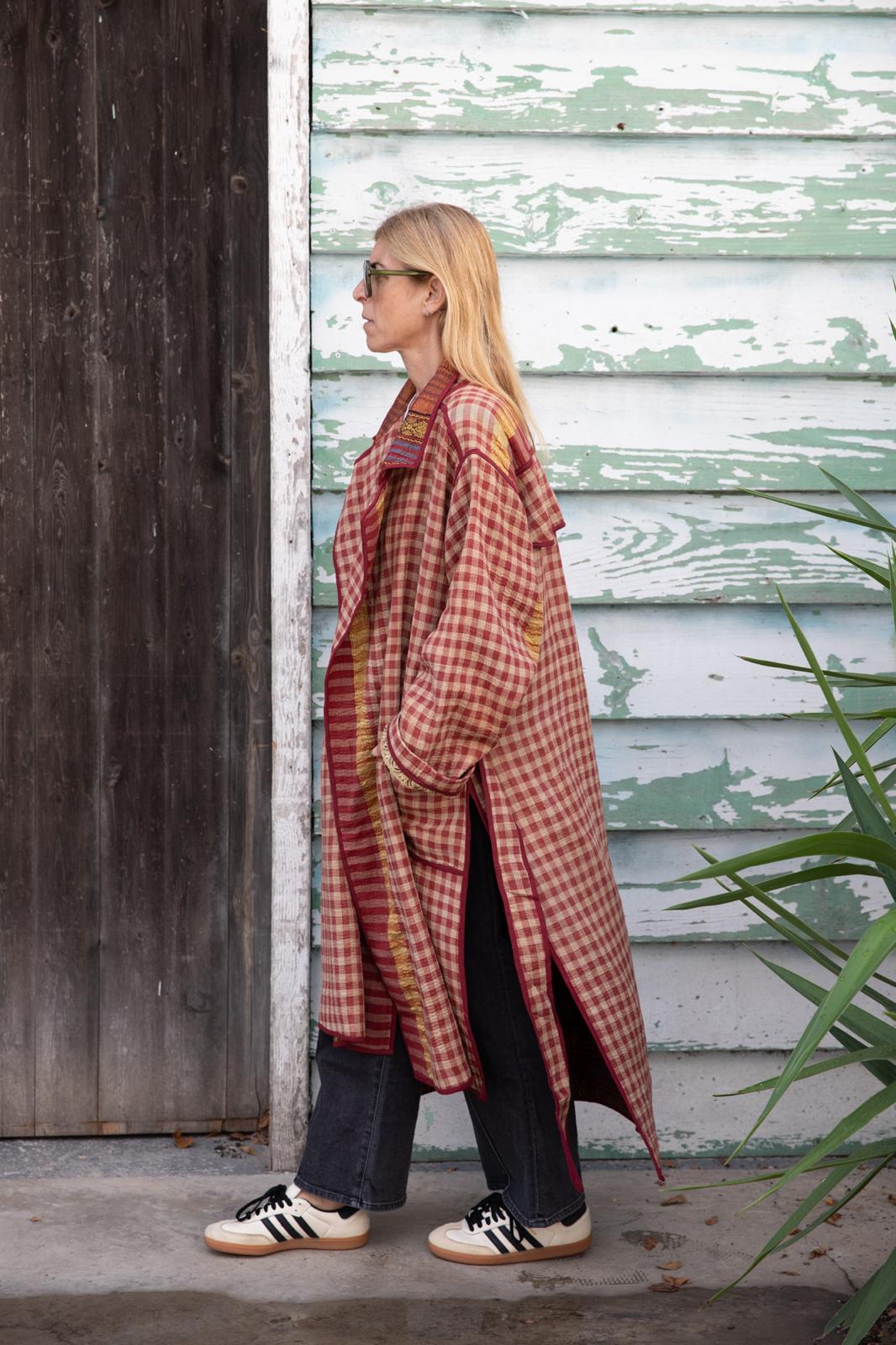 Old Kantha Trench Coat