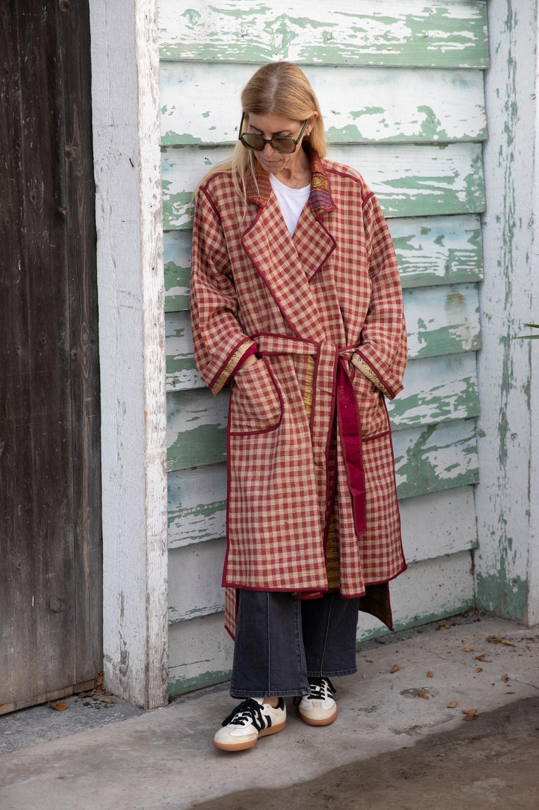 Old Kantha Trench Coat