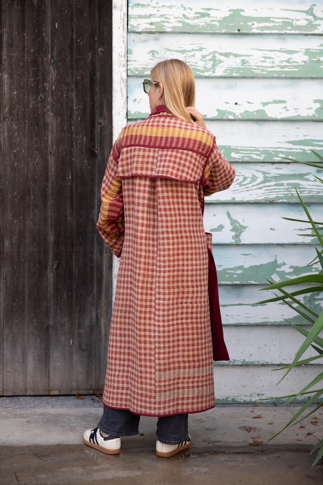 Old Kantha Trench Coat