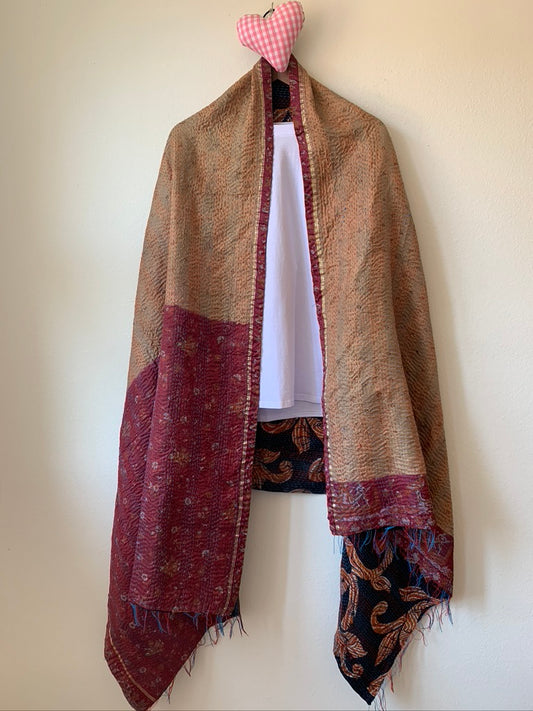 Vintage Silk Kantha Scarf - Sanjanaandme 
