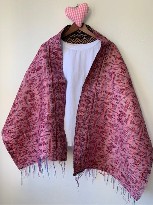 Vintage Silk Kantha Scarf - Sanjanaandme 