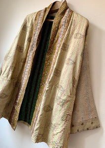 Vintage Silk Kantha Kimono Reversible