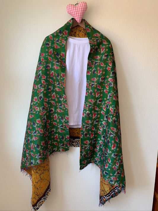 Vintage Silk Kantha Scarf - Sanjanaandme 
