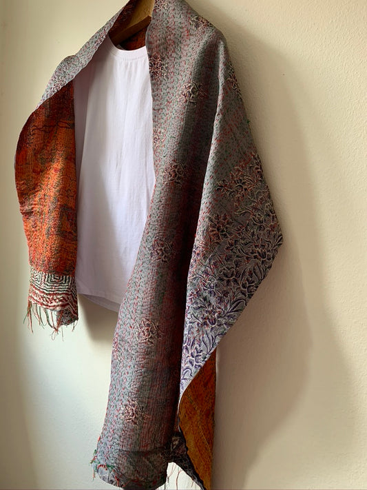 Vintage Silk Kantha Scarf