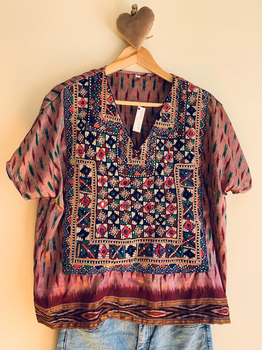 Vintage Silk Sari Top - Sanjanaandme 