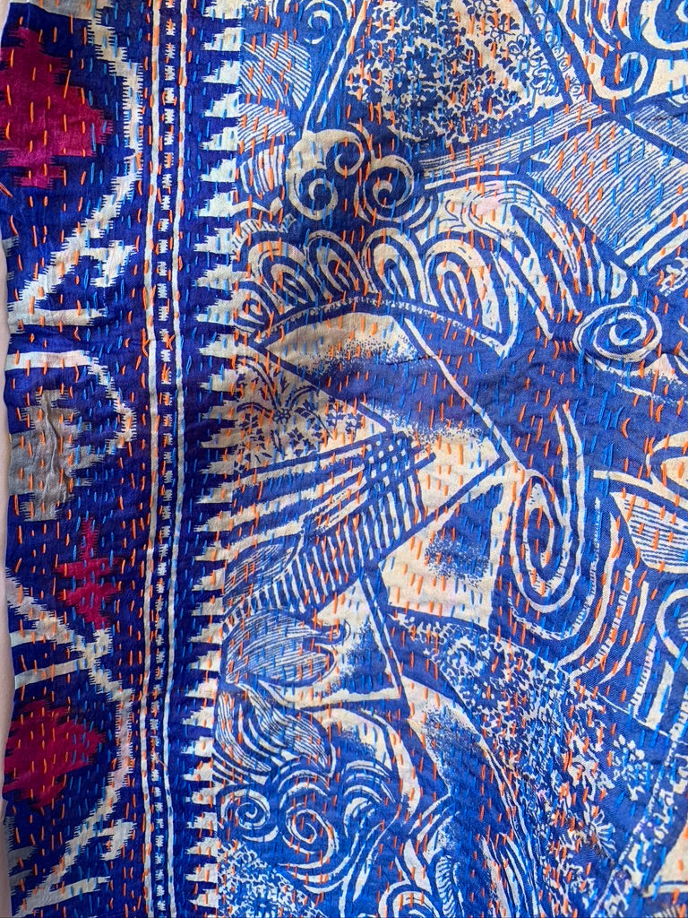 Vintage Silk Kantha Scarf - Sanjanaandme 