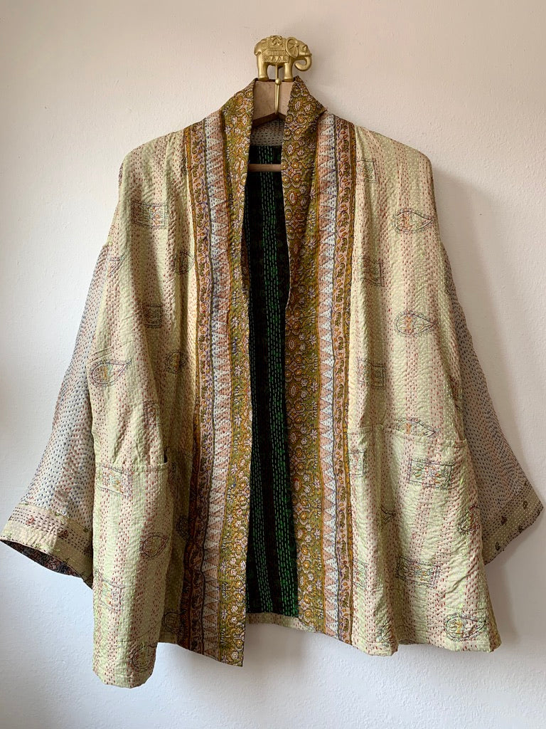 Vintage Silk Kantha Kimono Reversible
