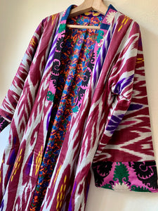 Long Kimono Ikat with Suzani