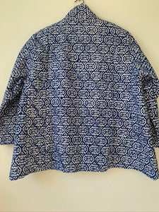 Indigo Block Print Kimono Jacket