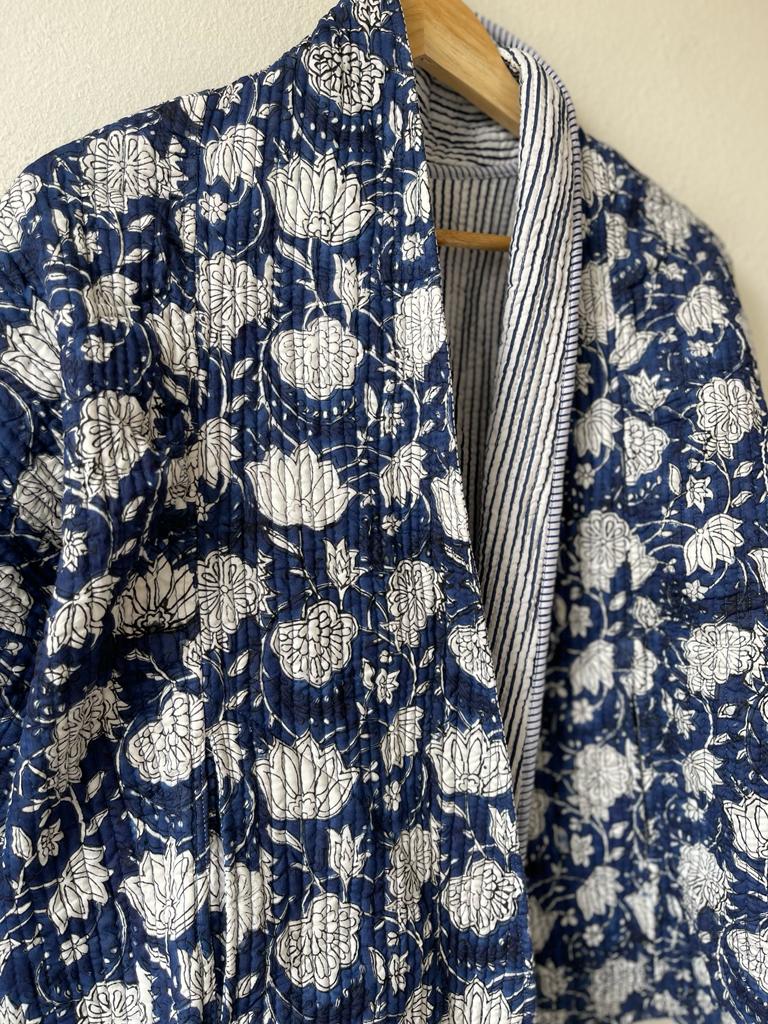 Block Print Quilted Reversible Kimono
