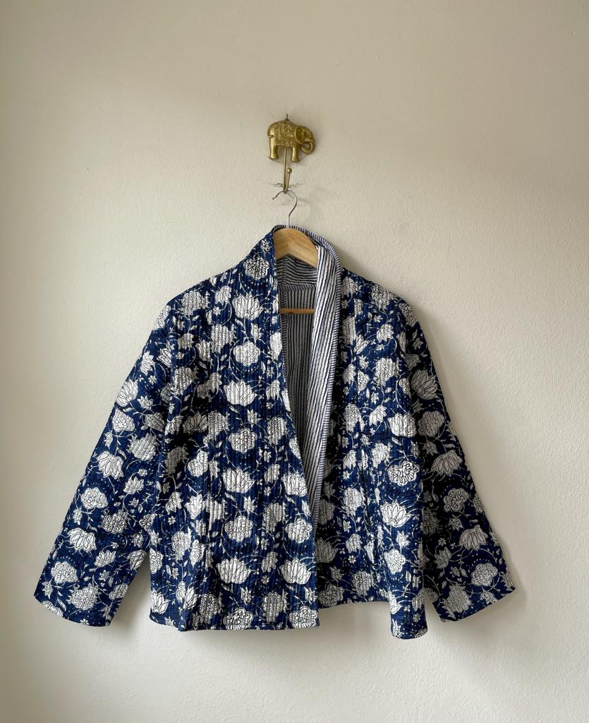 Block Print Quilted Reversible Kimono