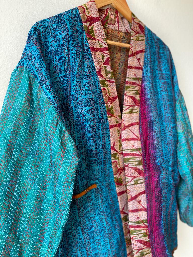 Silk vintage kantha kimono