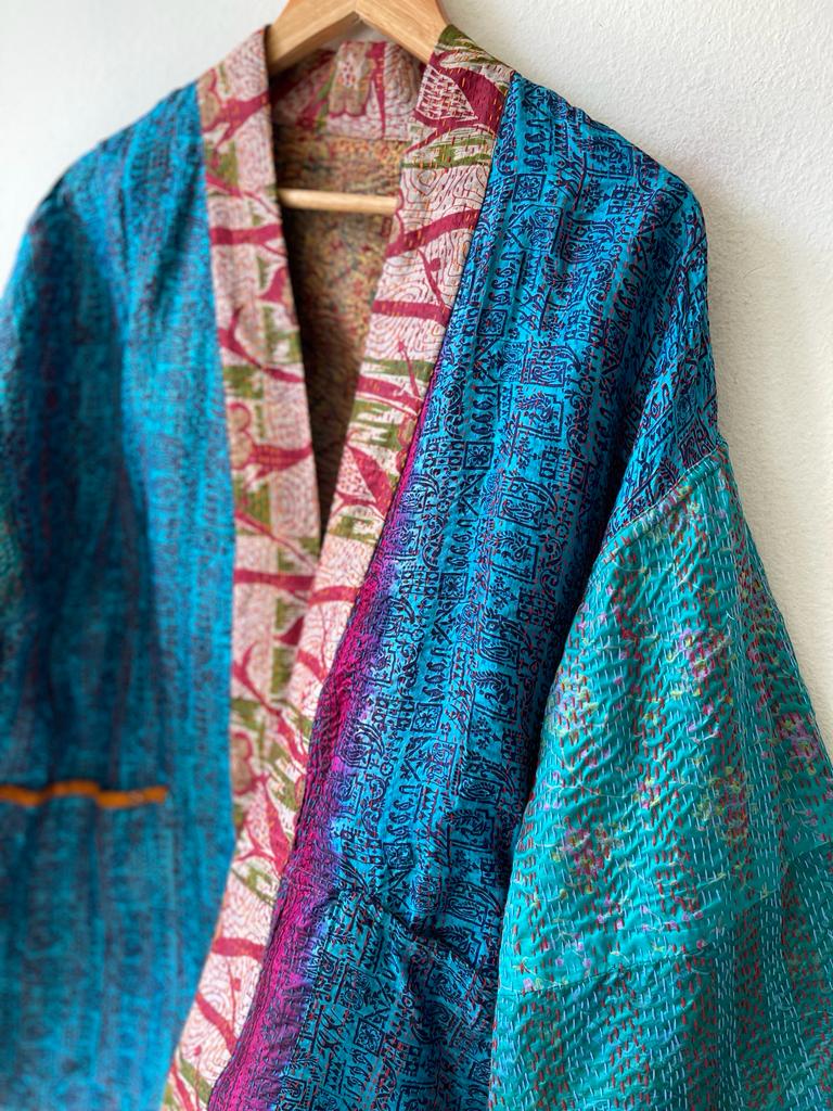 Silk vintage kantha kimono