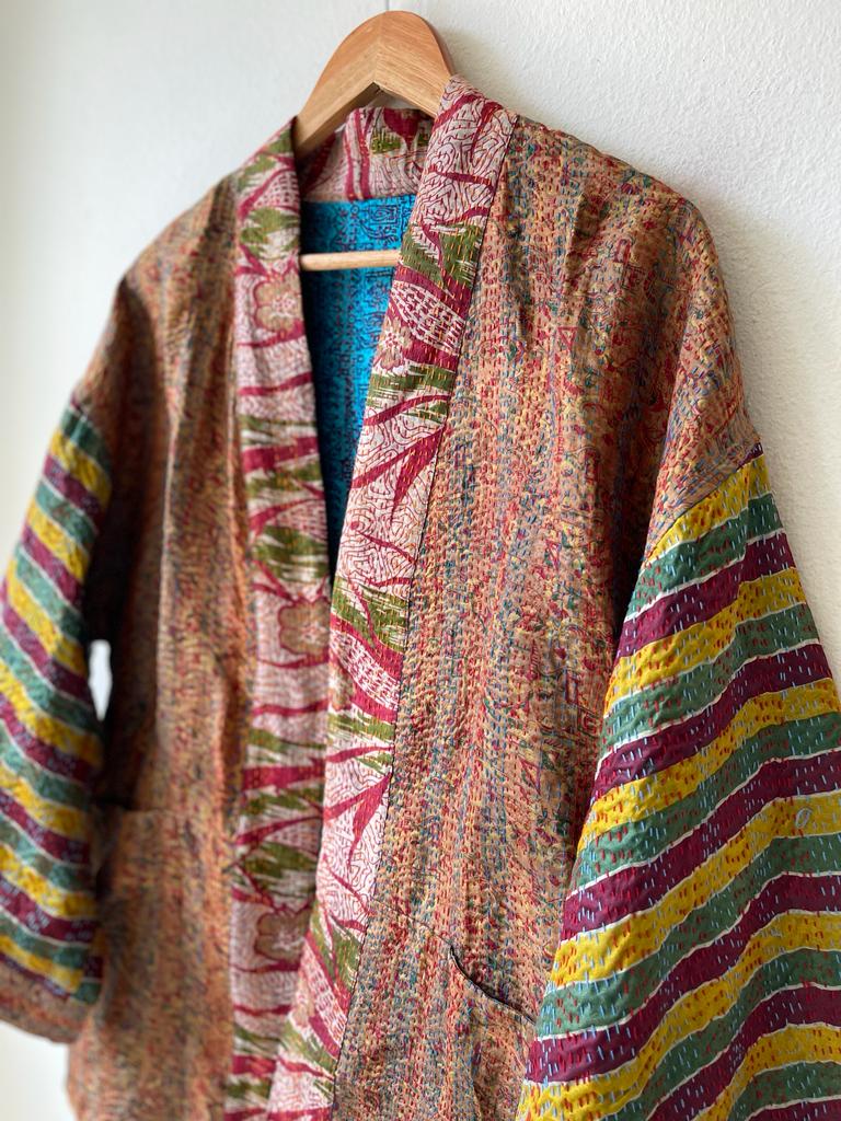 Silk vintage kantha kimono