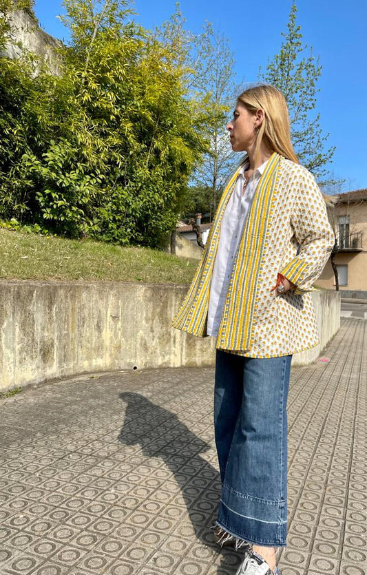 Block Print Quilted Reversible Kimono