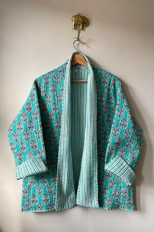 Block Print Quilted Reversible Kimono
