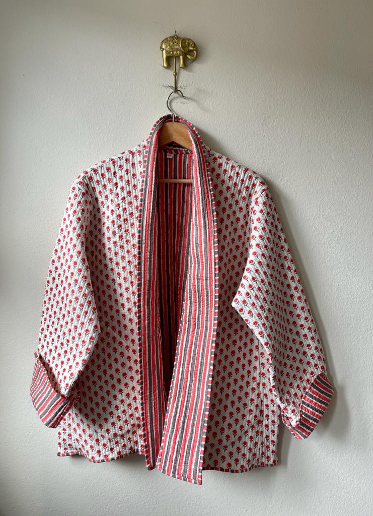 Block Print Quilted Reversible Kimono