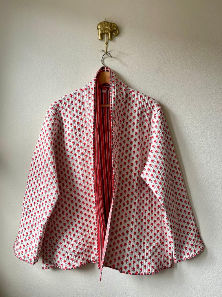 Block Print Quilted Reversible Kimono