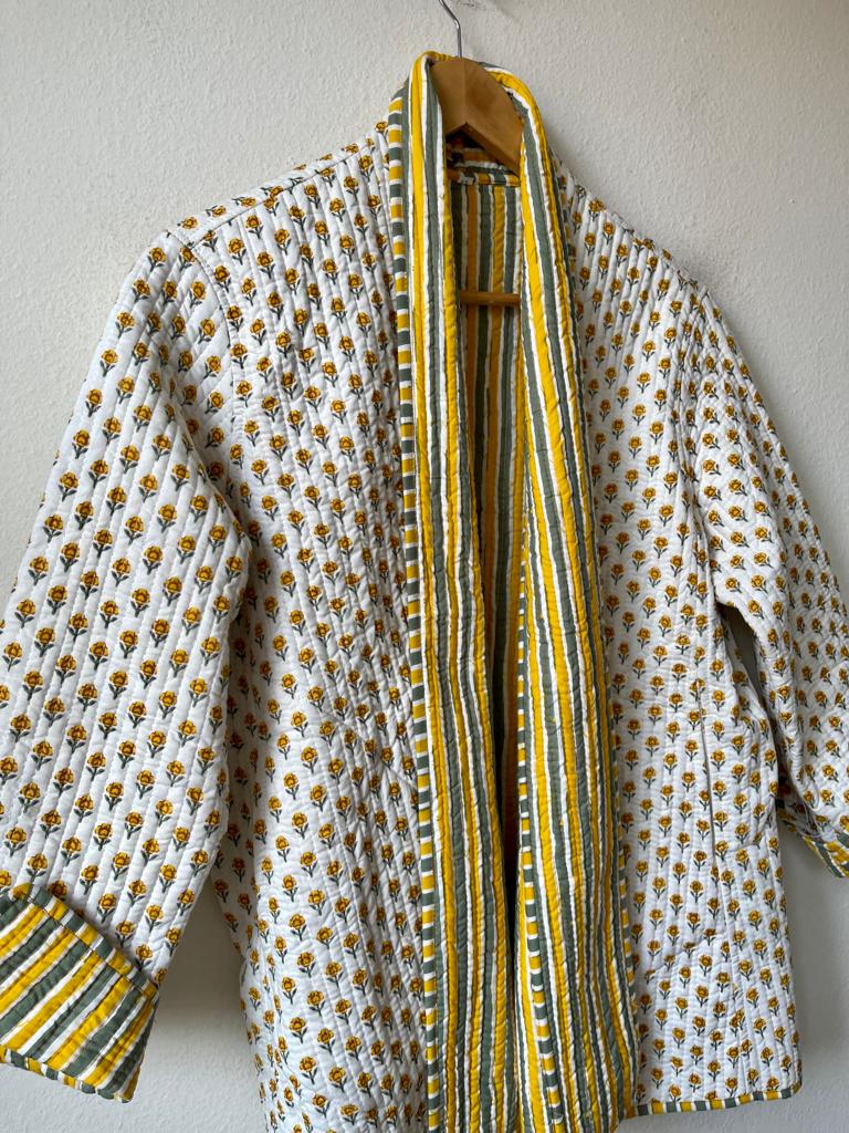Block Print Quilted Reversible Kimono