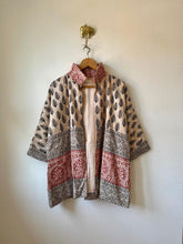 Load image into Gallery viewer, Short  Block print, kantha Kimono.
