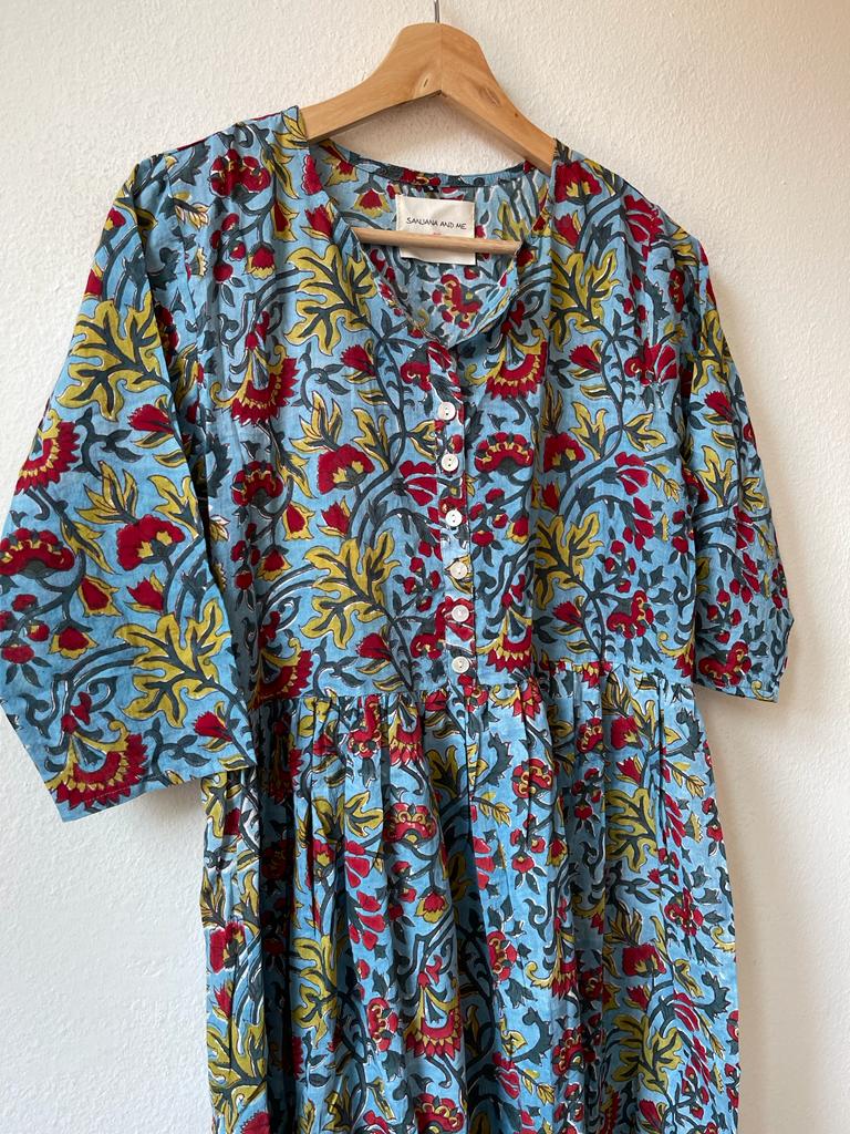 Block print midi dress