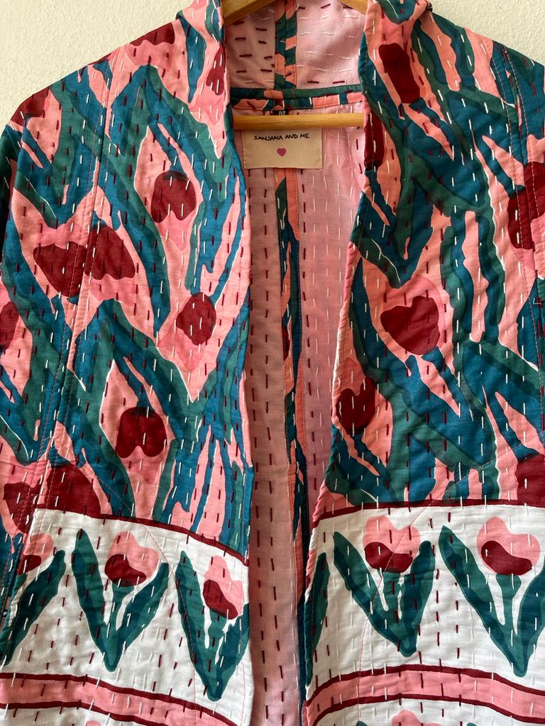 Short Kantha Kimono Jacket